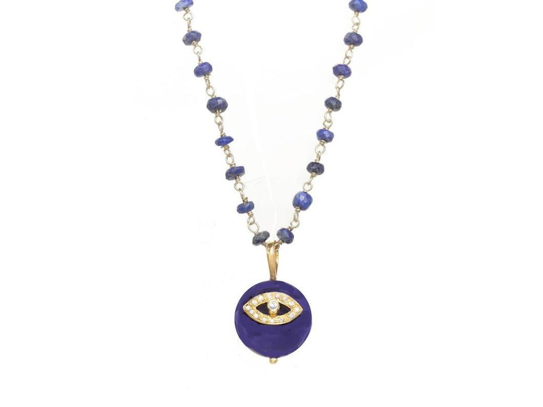 Lapis Necklace with Evil Eye Pendant