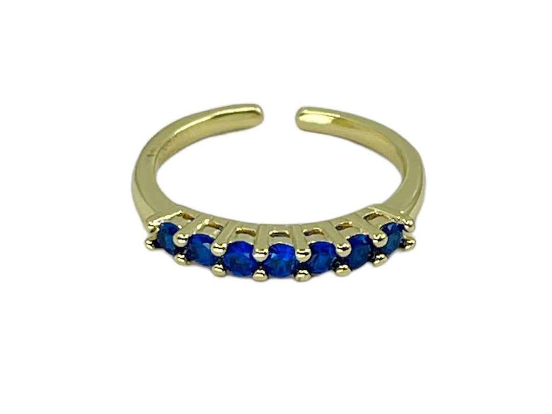 Gold Band with Blue CZ Stones