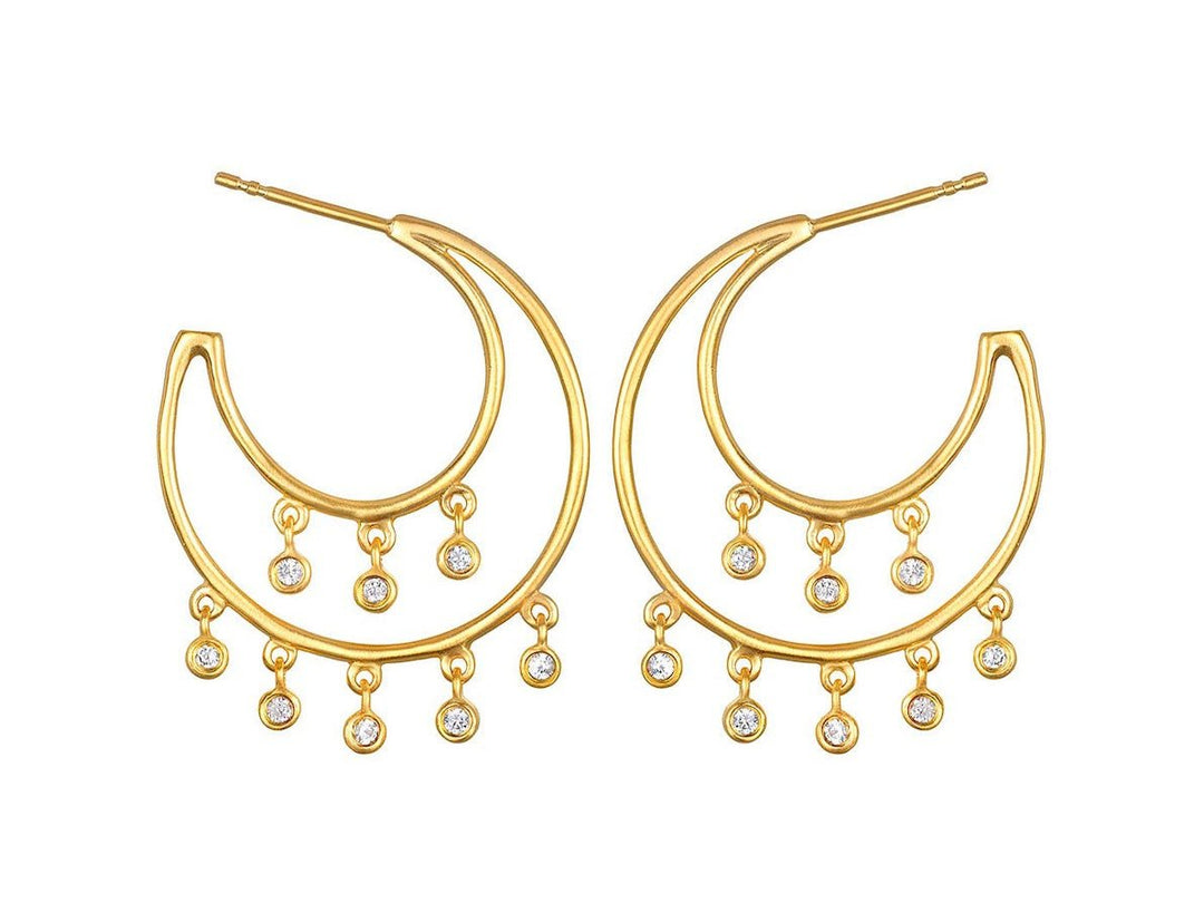 Dangling White Topaz Hoops