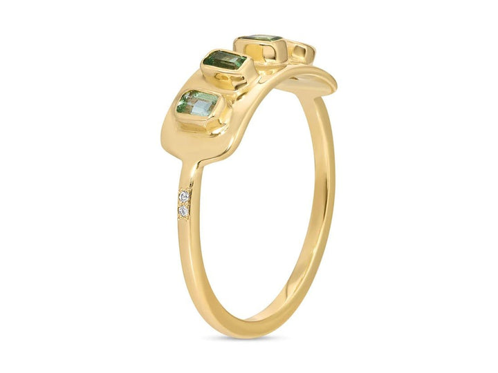 14k Green Tourmaline and Diamond Ring