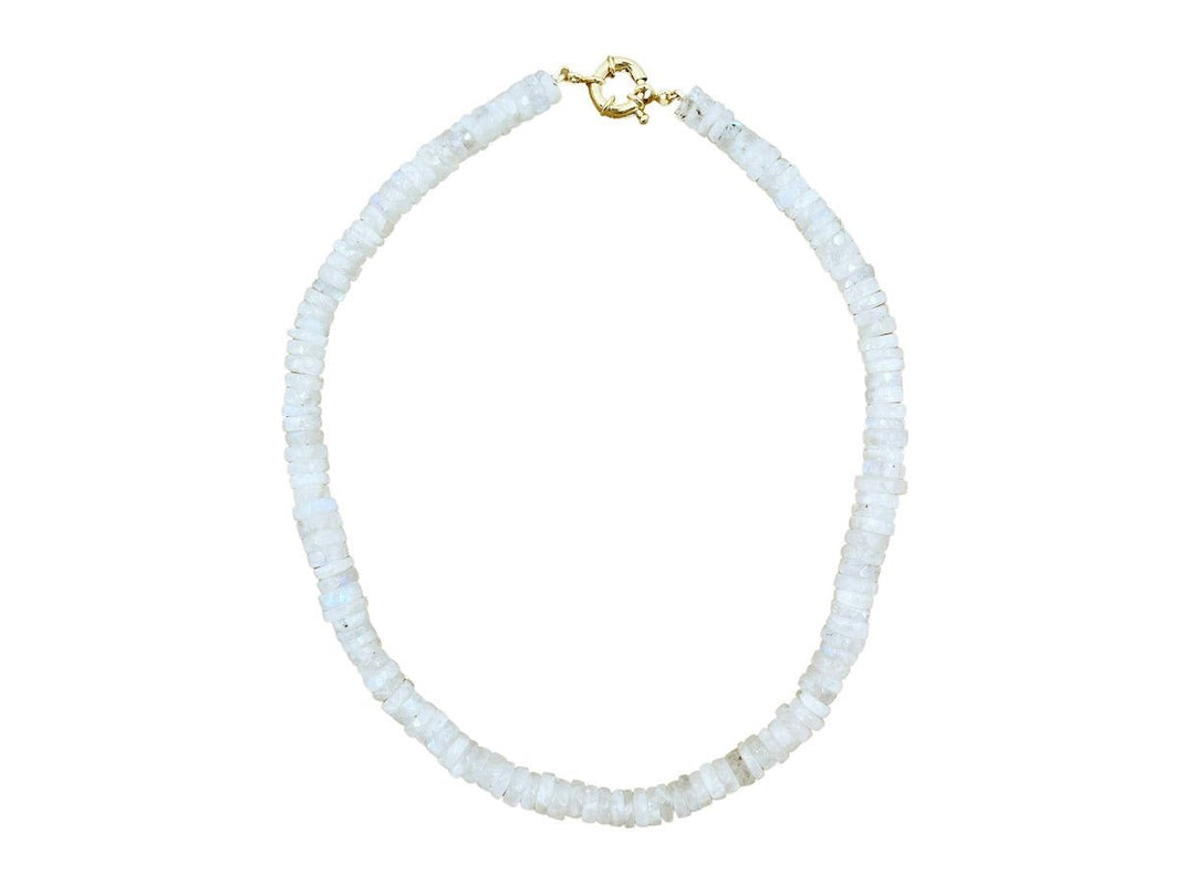 Rainbow Moonstone Heishi Bead Stacked Strand Necklace