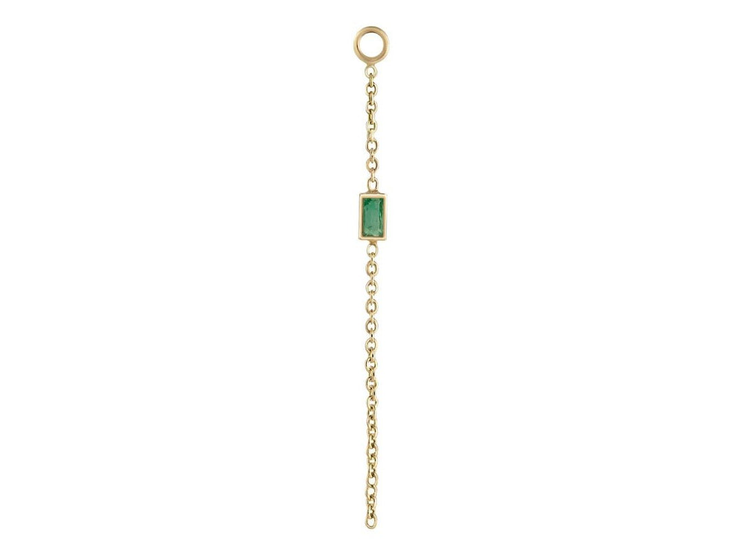 9k Emerald Baguette Chain Drop Charm