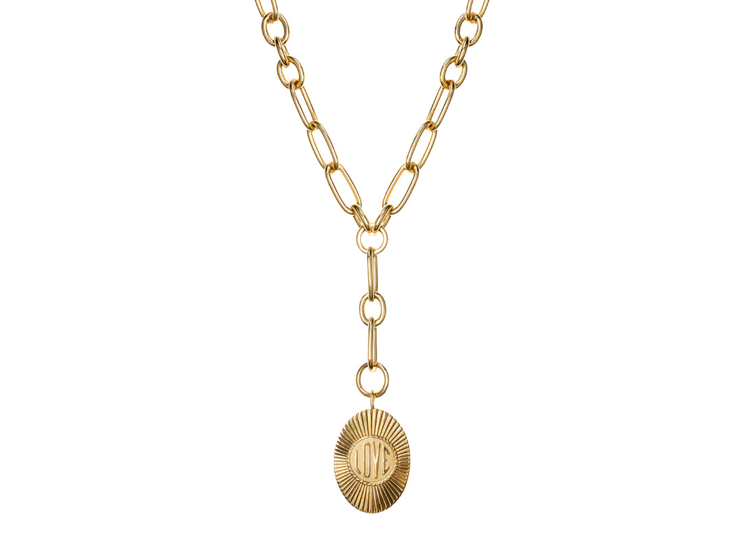 Gold Oval Love Charm Necklace