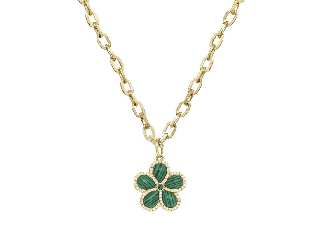 Gold Malachite Flower Necklace