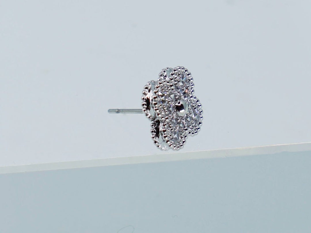 Silver Clover Studs with CZs