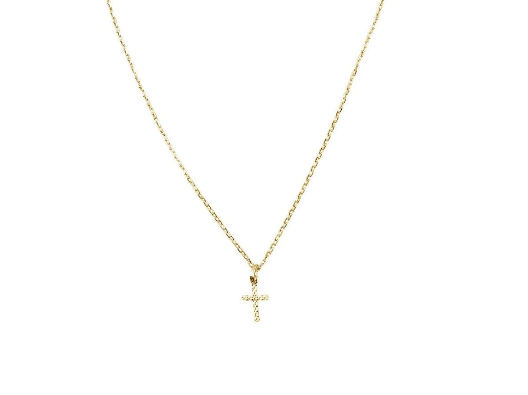 Gold Cross Necklace with Pave CZs