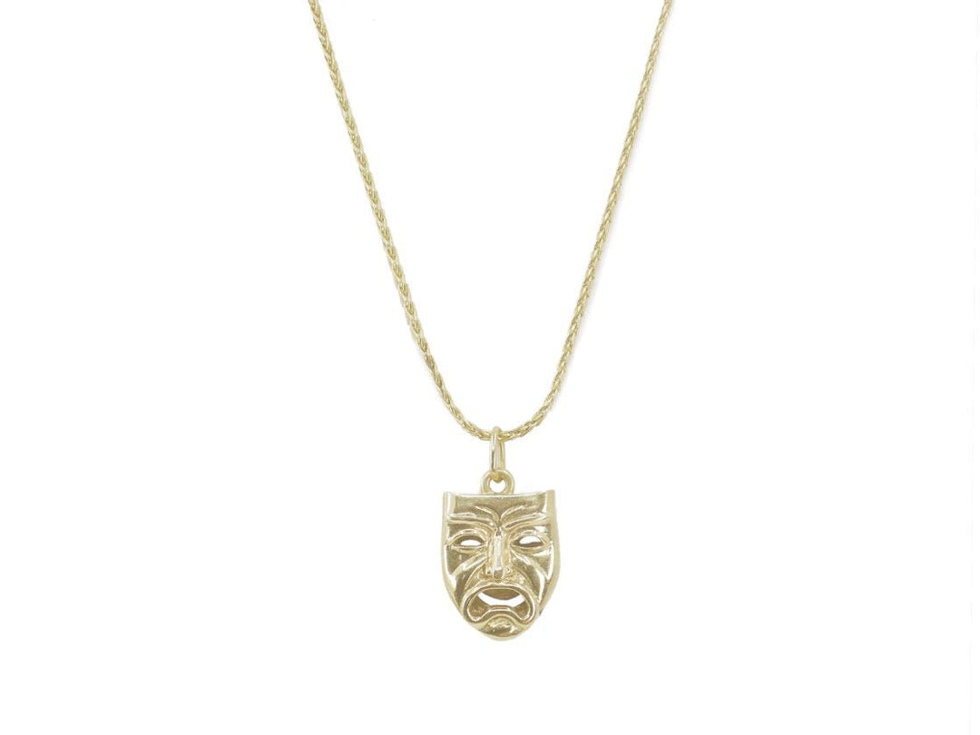 14k Yellow Gold Necklace with Comedy/Tragedy Charm