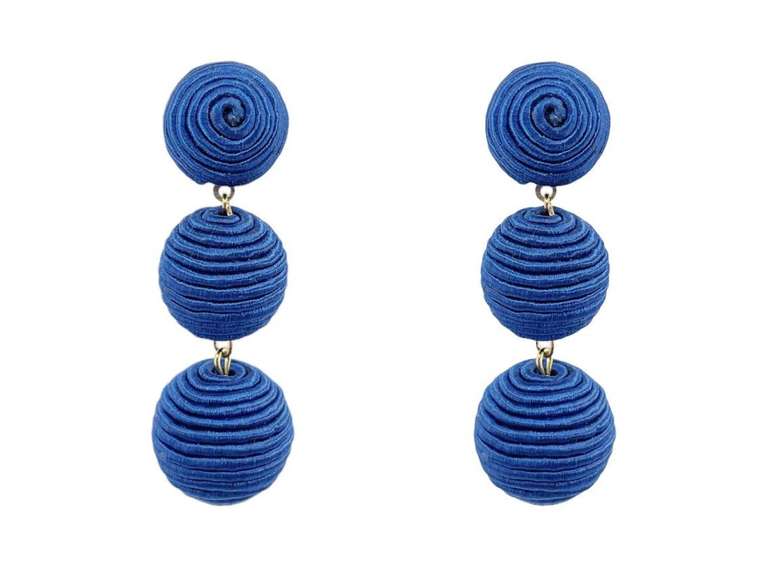 Denim Blue Three-Drop Plein de Vie Earrings
