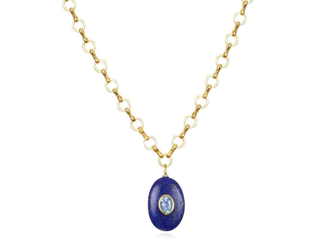 Lapis and Topaz Charm Necklace