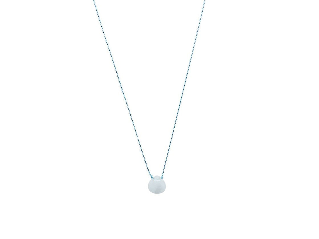 Moonstone on Light Blue Thread Necklace