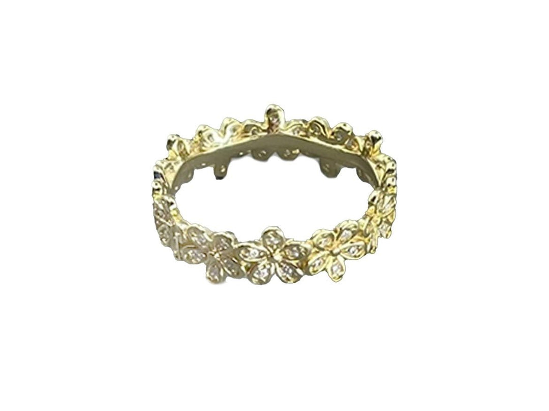 Delicate Gold Flower Band with CZs