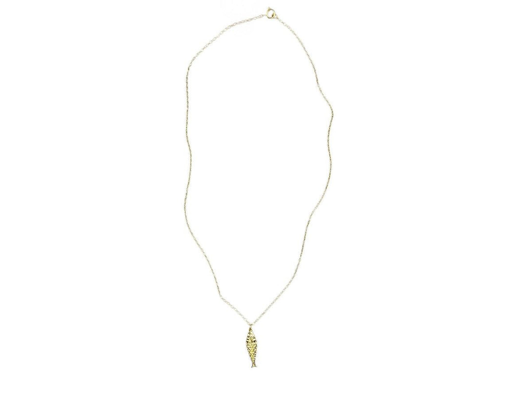 Gold Fish Pendant Necklace with CZ