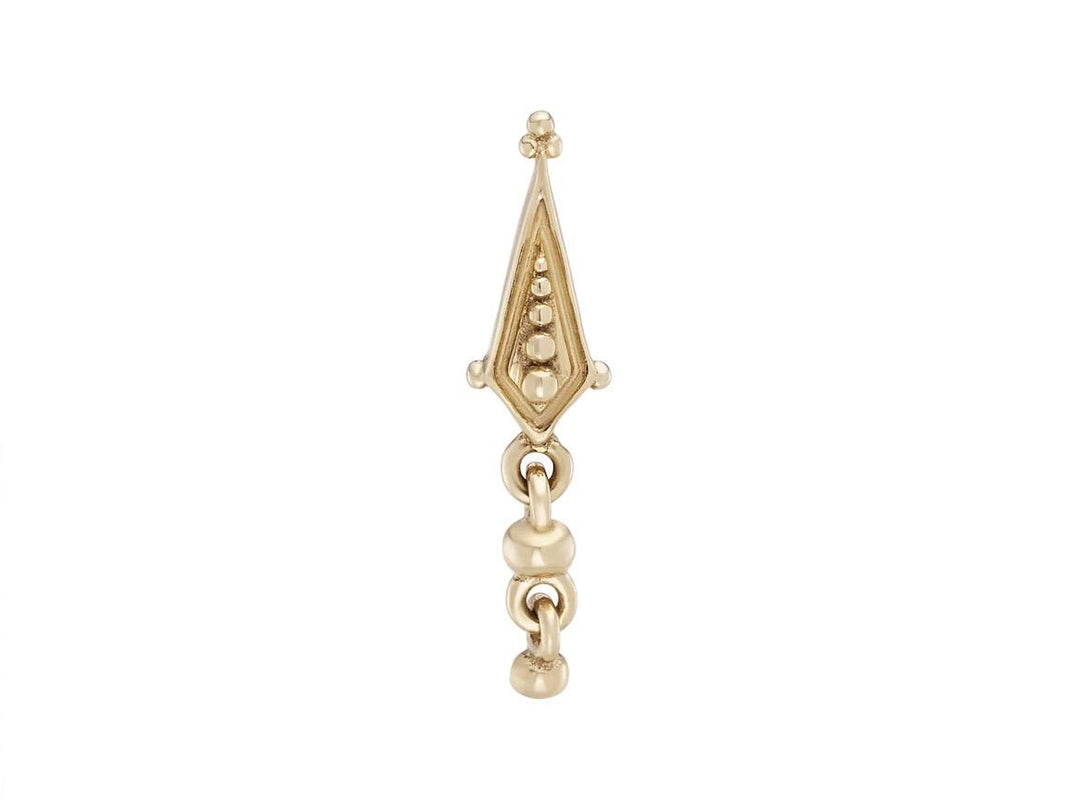 9k Kite-Shaped Beaded Stud with Dangling Beads