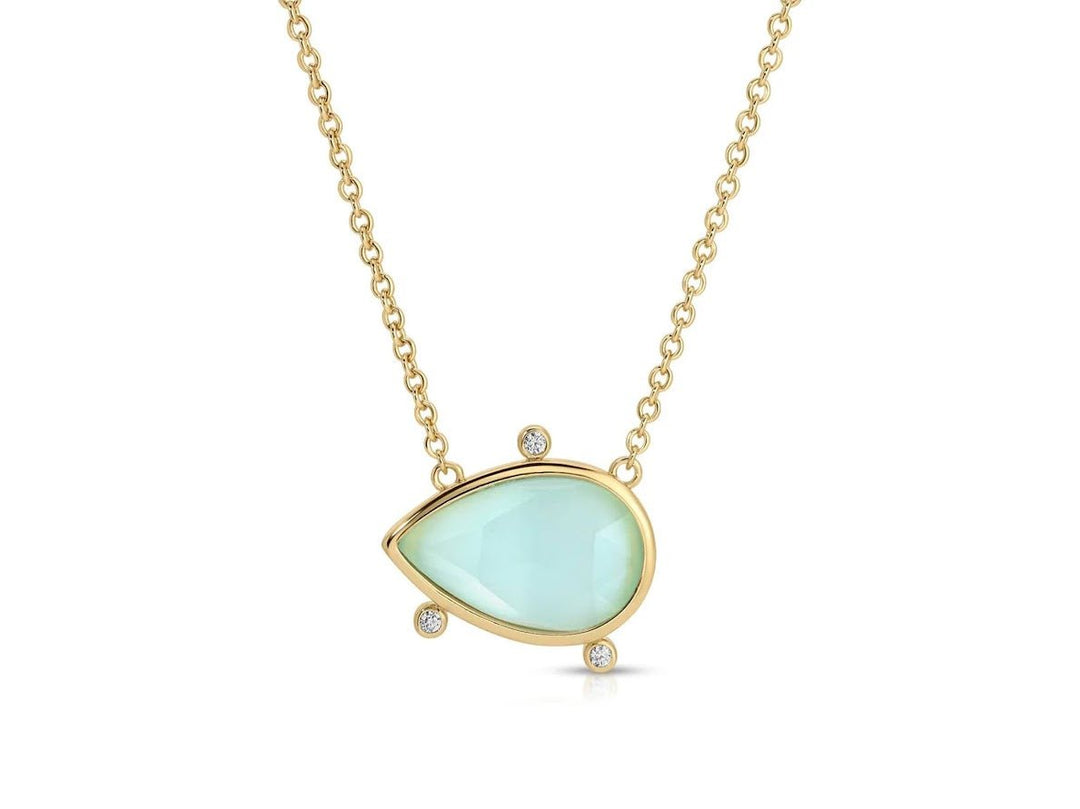 Mint Cat Eye Charm Necklace