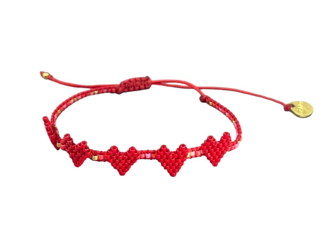 Red, Pink and Coral Adjustable Heart Bracelet