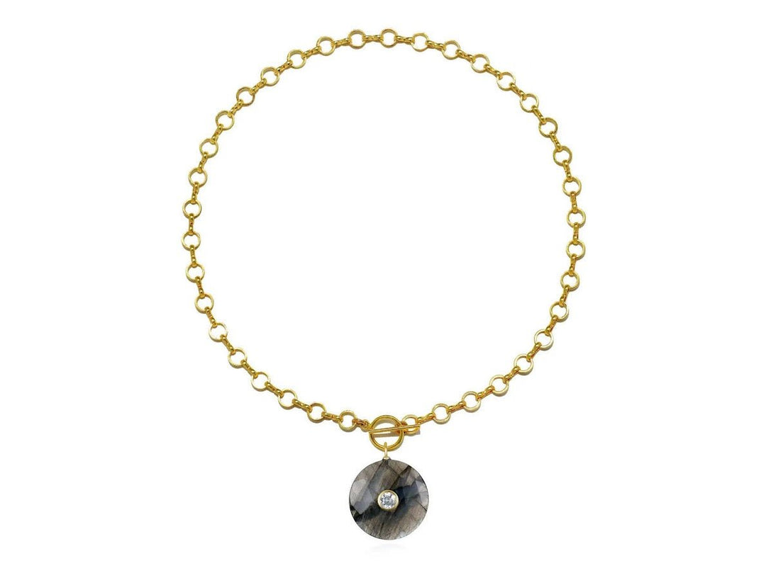 Labradorite and Topaz Charm Necklace
