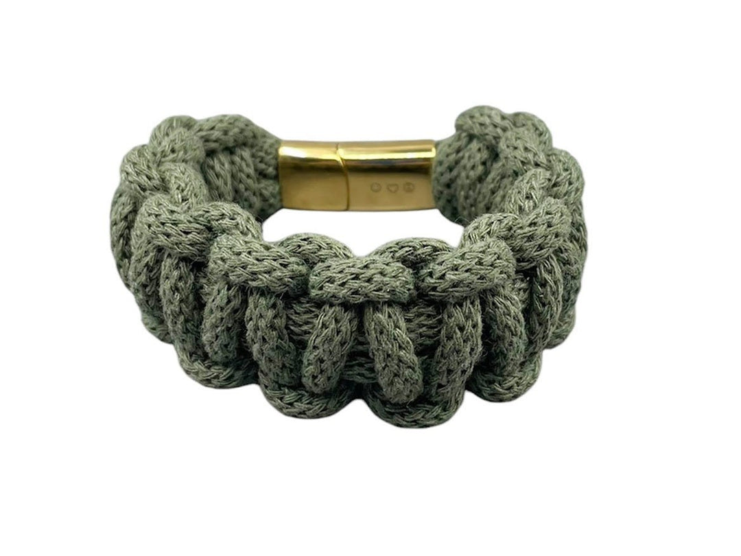 Handmade Olive Cotton Zig Zag Bracelet.