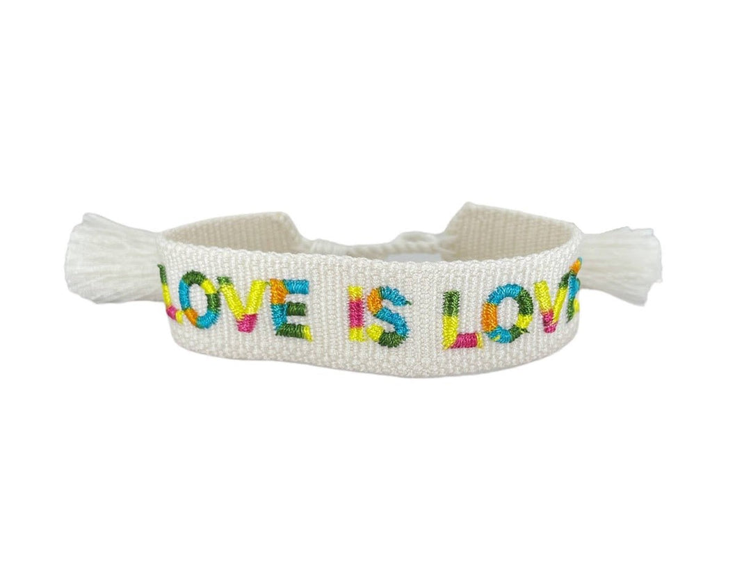 Ivory and RainbowWoven LOVE IS LOVE Bracelet