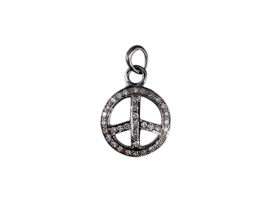 SS Peace Charm with Pave Diamonds