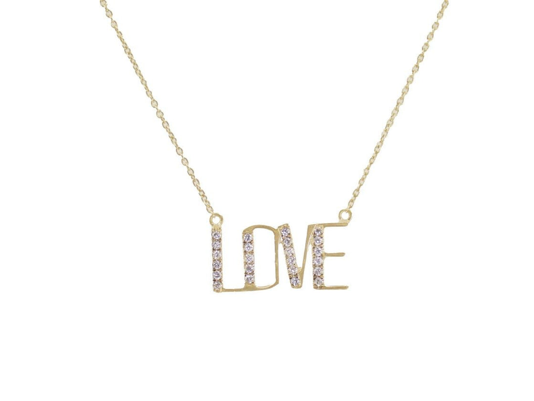 14k Yellow Gold and Diamond LOVE Necklace