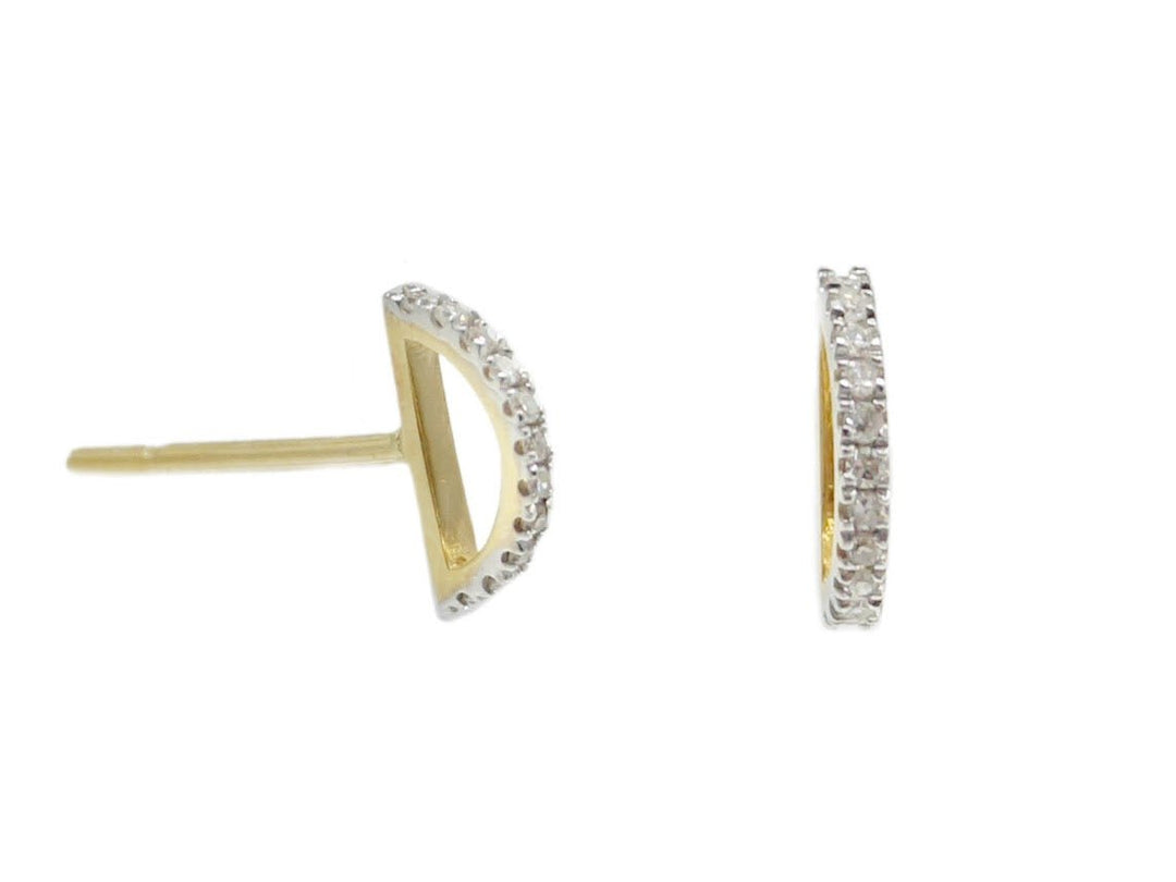14k Domed Line Diamond Earrings