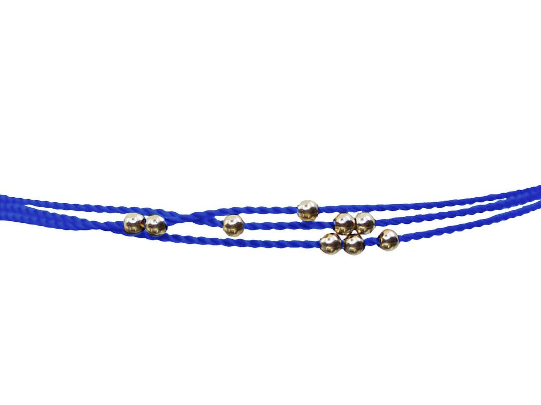 14k and Navy Triple-Cord Bracelet with Beads