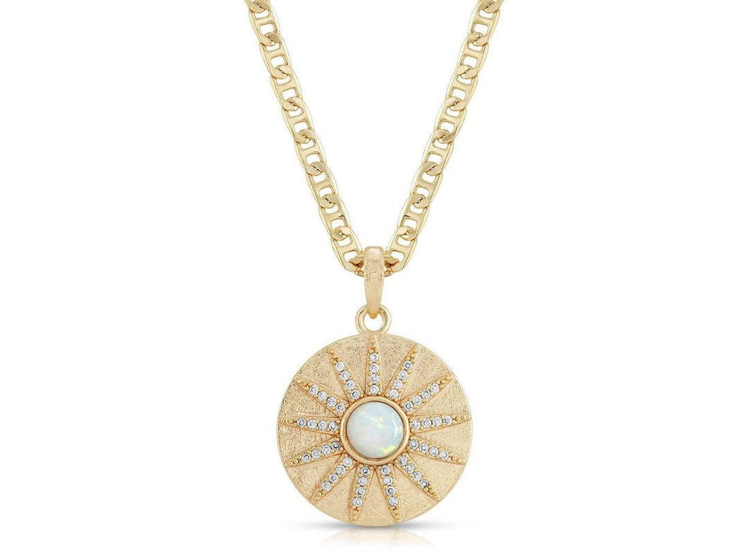 Opal Stargazer Charm Necklace with CZs