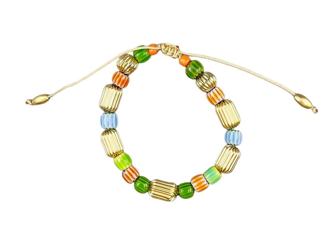 Pastel Ceramic Bead and Gold Bead Bracelet