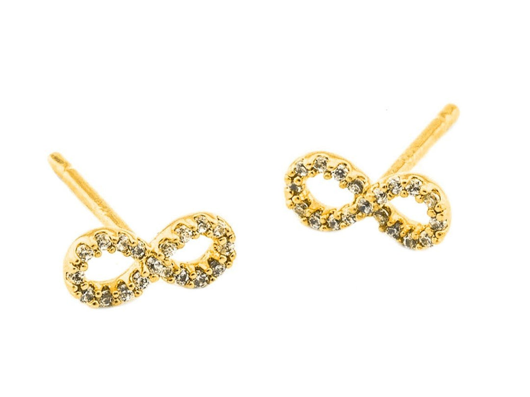 Gold Pave CZ Mini Infinity Studs