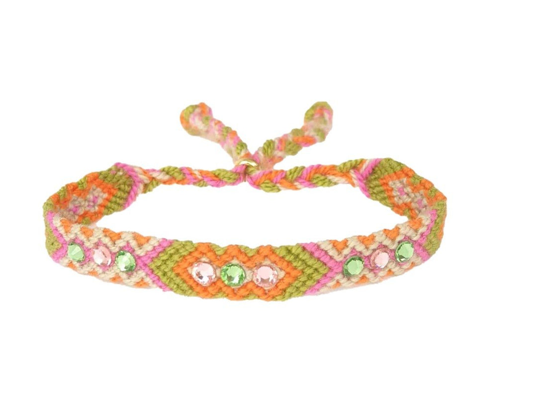 Pink, Orange, and Green Woven Geometric Bracelet