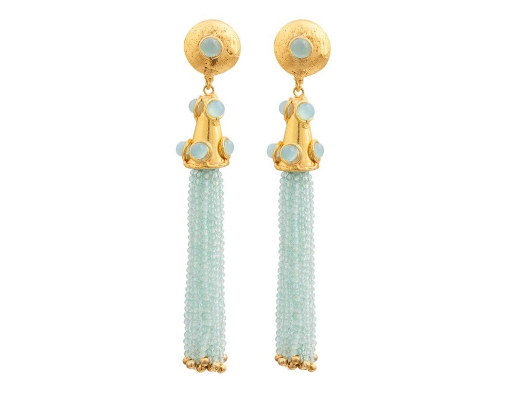 Light Blue Long Tassel Earrings