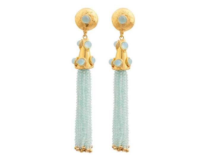 Light Blue Long Tassel Earrings