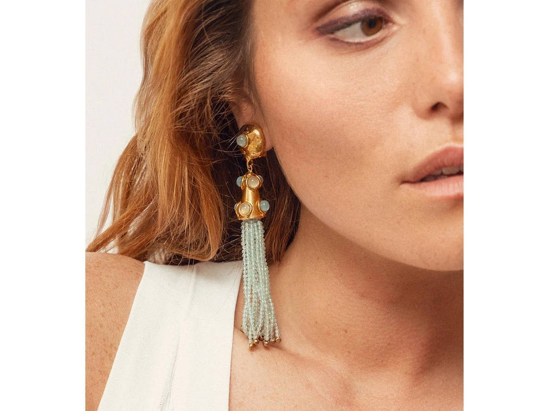 Light Blue Long Tassel Earrings
