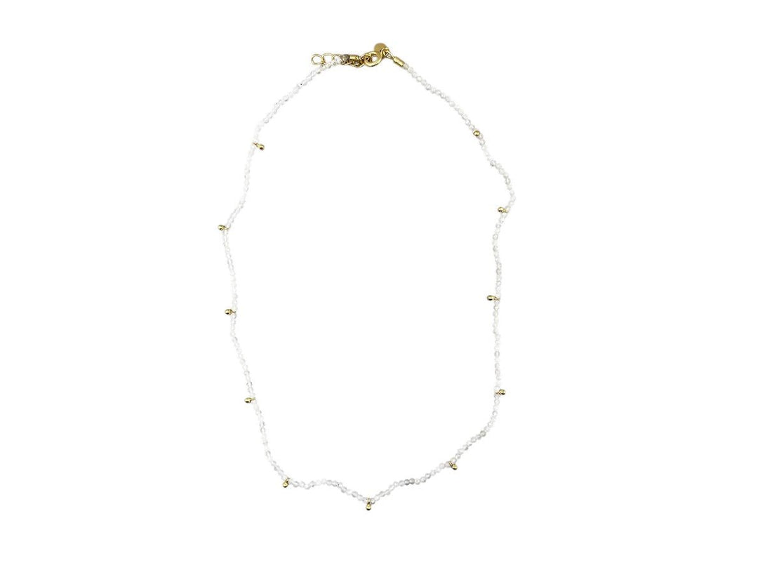 Mini White Labradorite Necklace with Gold Pendants