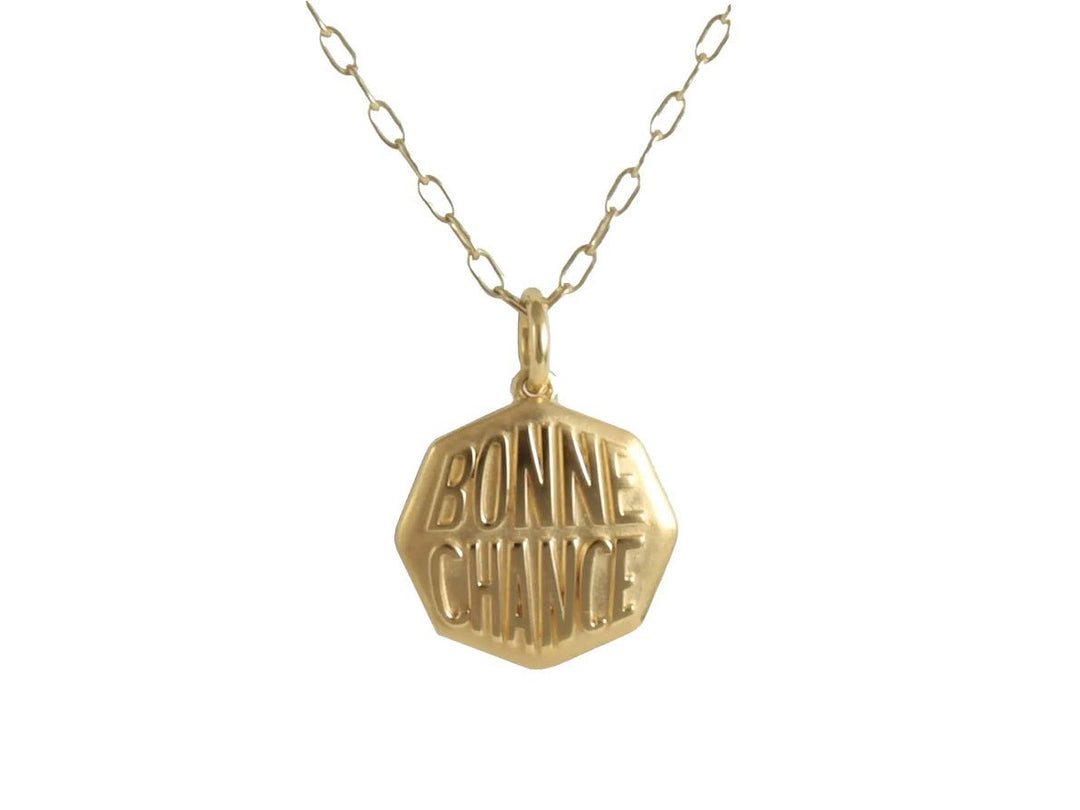 Gold "BONNE CHANCE" Charm Necklace