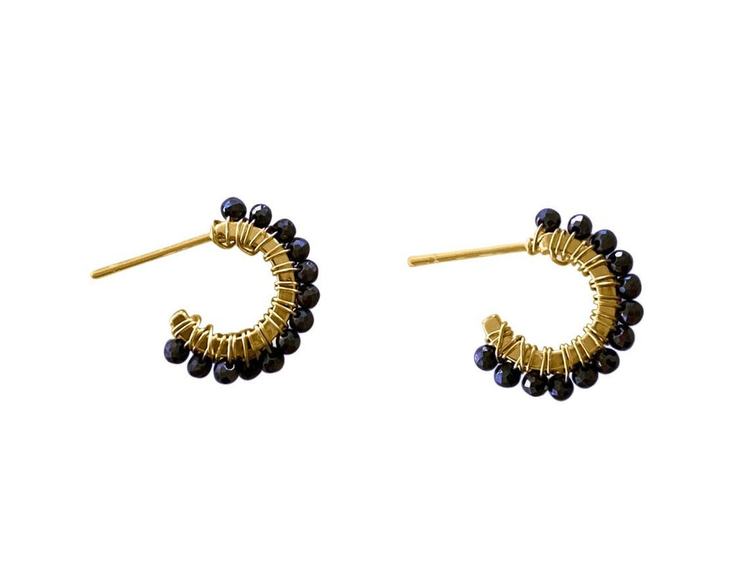 Lapis Wire-Wrapped Hoops
