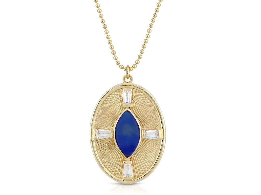 Sunray Charm Necklace with Blue Quartz