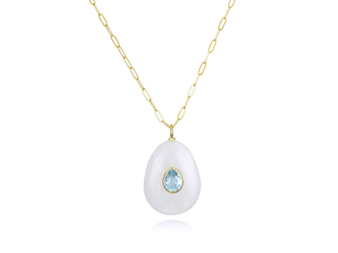 Moonstone and Blue Topaz Charm Necklace
