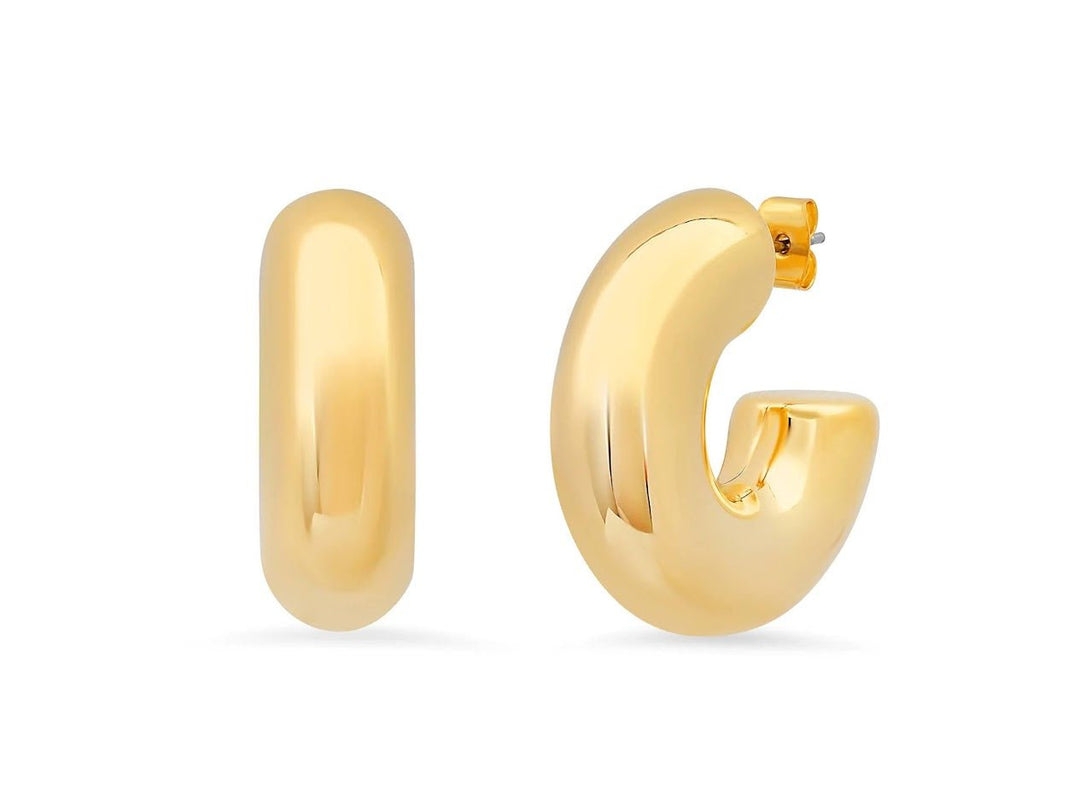 Gold Small Puffy Hoops