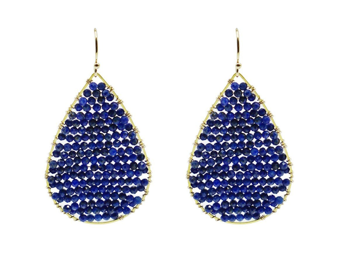 Lapis Bead Teardrop Earrings
