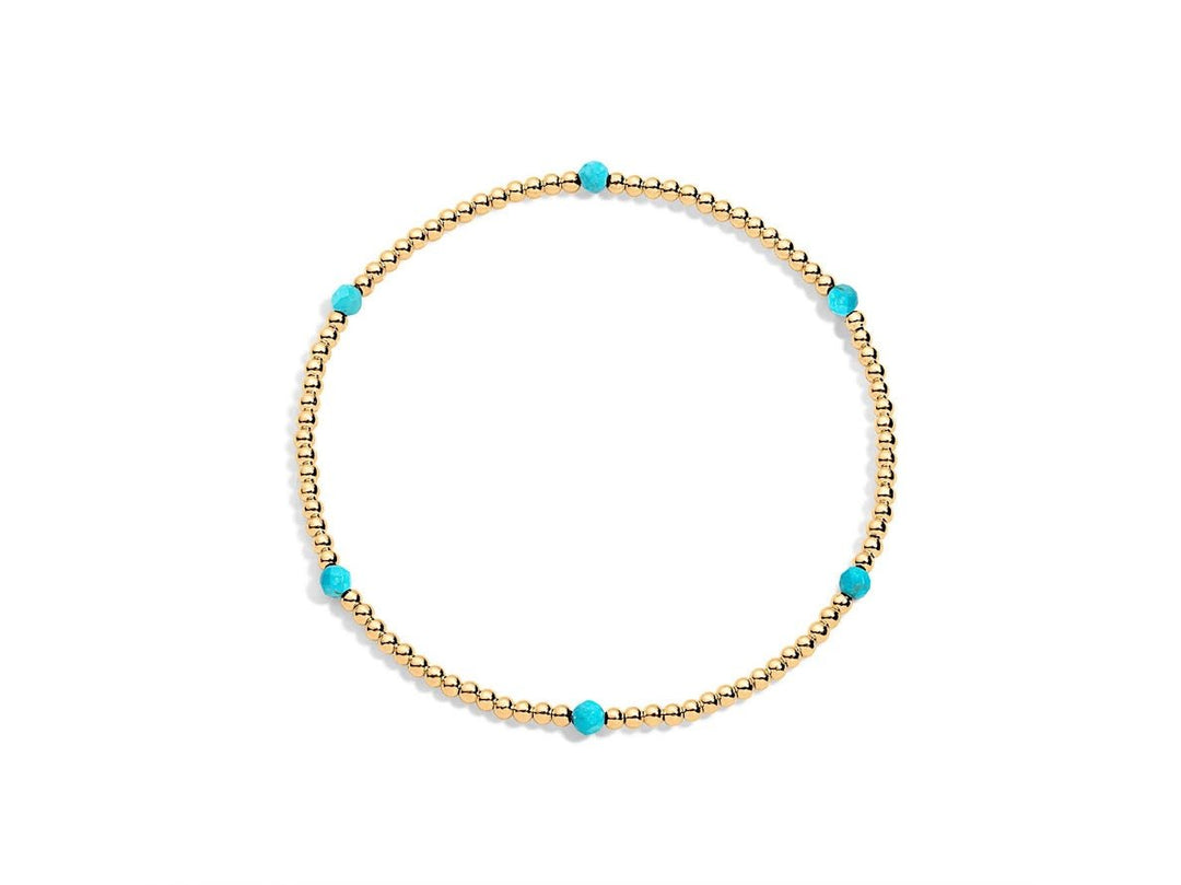 Gold and Turquoise 2mm Bead Bracelet
