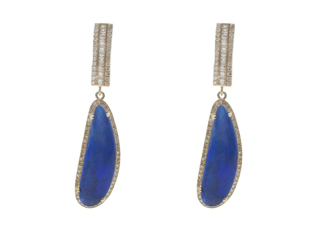 14k Australian Opal Earrings with Pave Diamonds