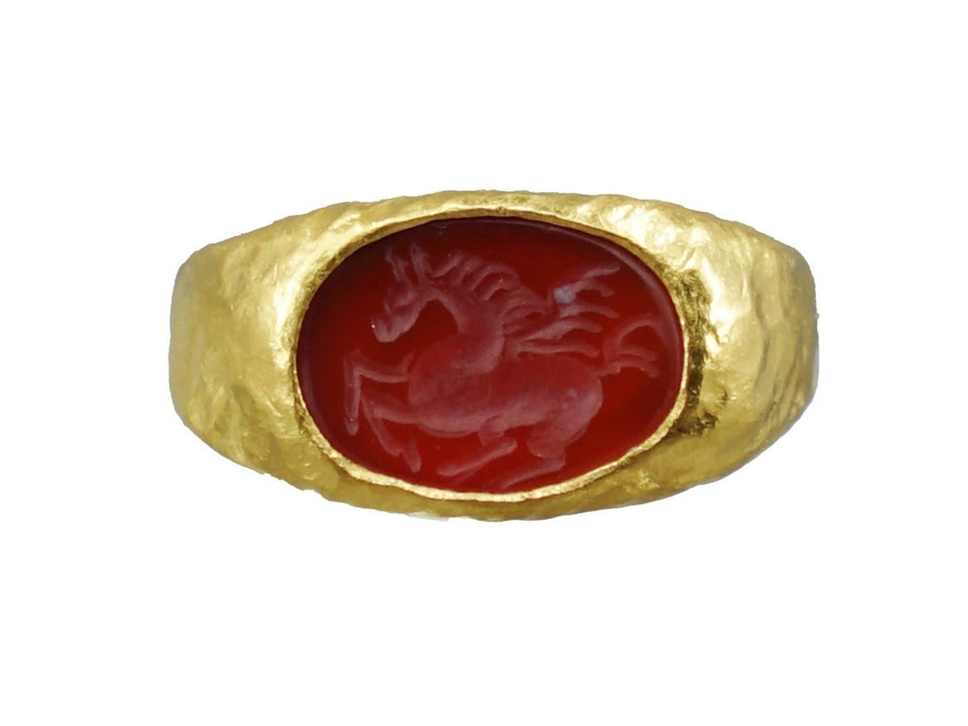 Ancient Carnelian Pegasus Intaglio Ring