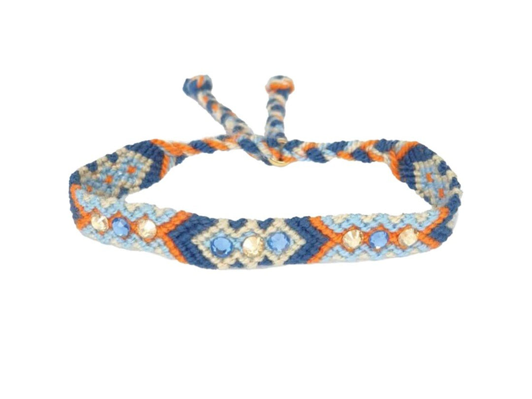 Blue and  Orange Woven Geometric Bracelet