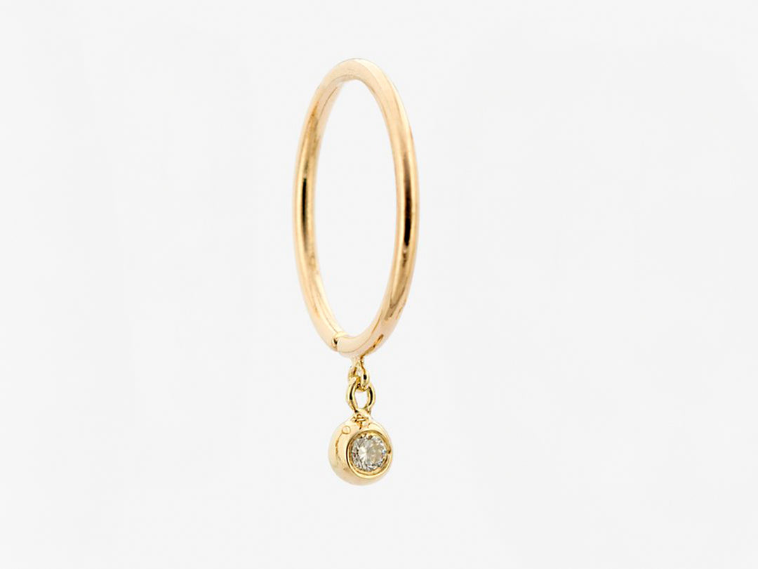 14k 10mm Diamond Droplet Hoop