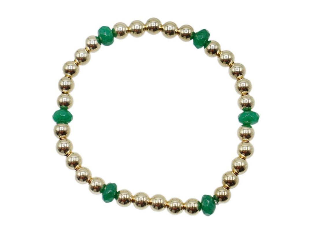 5mm Gold Bead Bracelet with Emerald Beads
