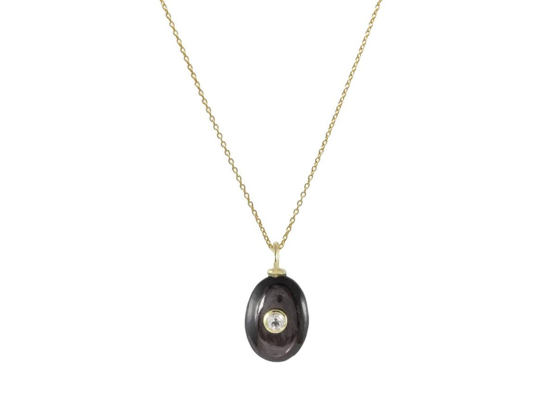 Black MOP and White Topaz Charm Necklace