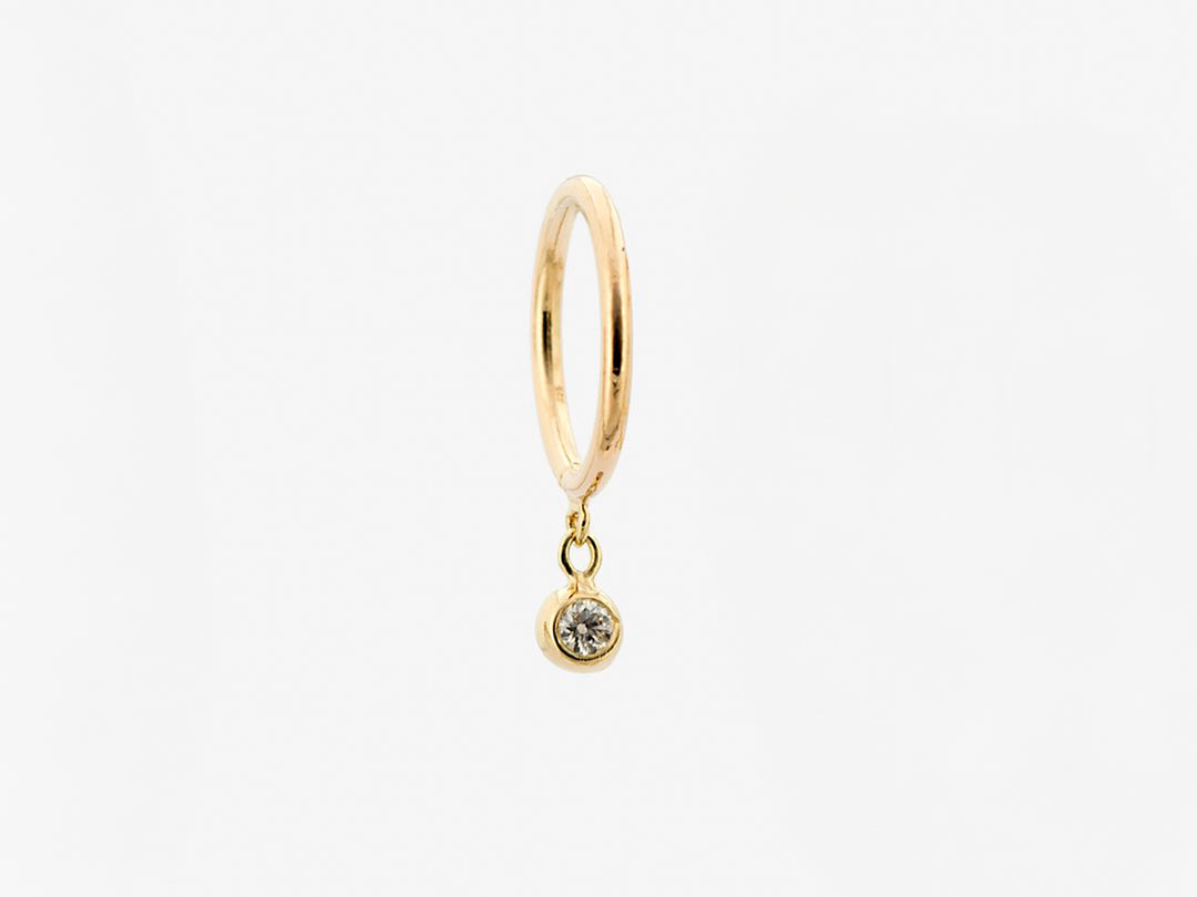 14k 8mm Diamond Droplet Hoop