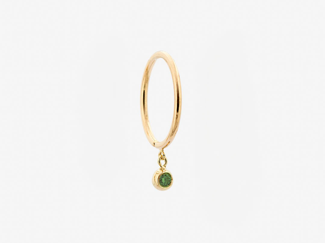 14k 10mm Emerald Droplet Huggie Hoop