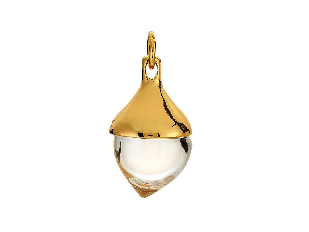Gold Acorn Charm with Rock Crystal
